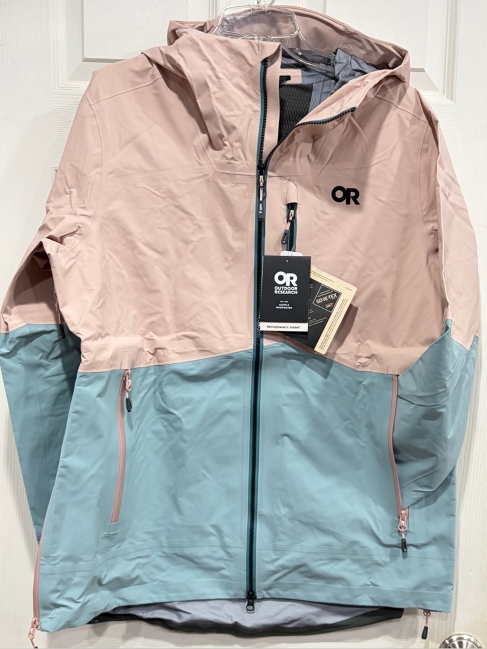 Outdoor Research Women's XL Hemispheres II Gore-Tex® Ski Jacket NWT Pink Teal
